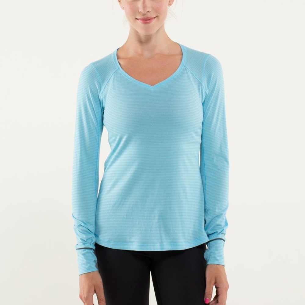 Lululemon Race Me Long Sleeve Tee in Blue Stripe